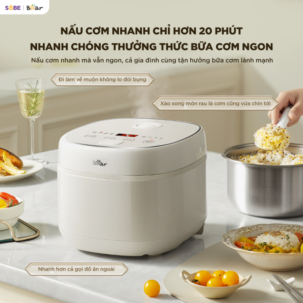 Nồi cơm điện lòng INOX Bear 1.2L RC-5H30O12 - Ảnh 9