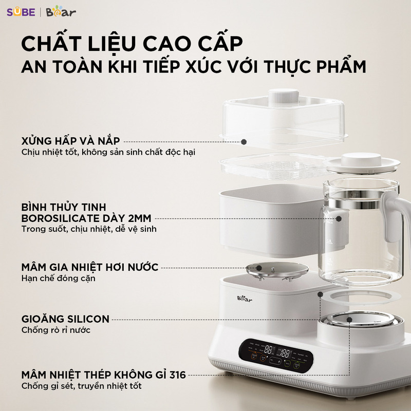 Máy đun nước và hâm sữa tiệt trùng Bear WW-5H12V78 - Ảnh 5