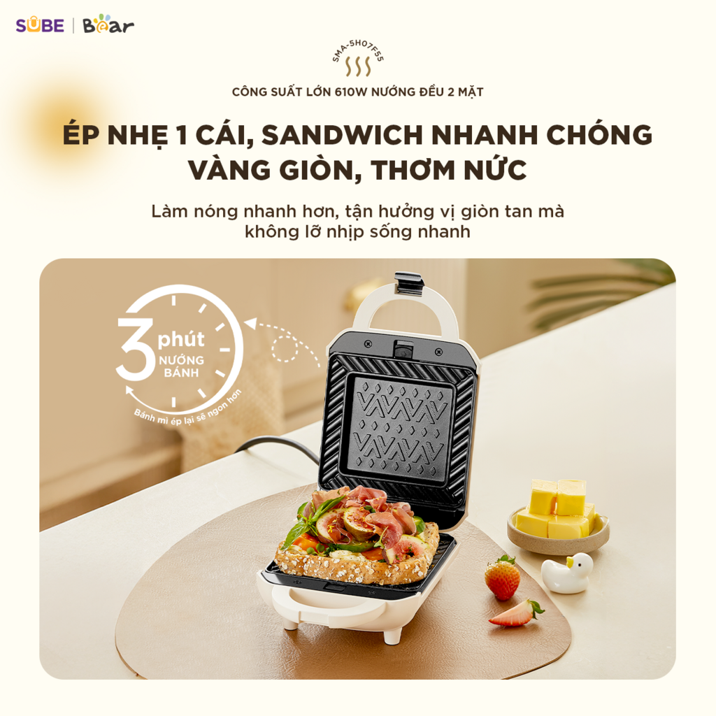 Máy nướng bánh 2 khay Bear SMA-5H07F55 - Ảnh 6