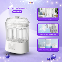 Máy Tiệt Trùng Bình Sữa Bear Tiệt Trùng Hơi Nước, Sấy Khô Bảo Quản 48 Giờ An T…