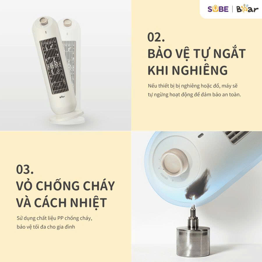Máy sưởi Bear SH-4H20A - Màu Kem - Ảnh 9