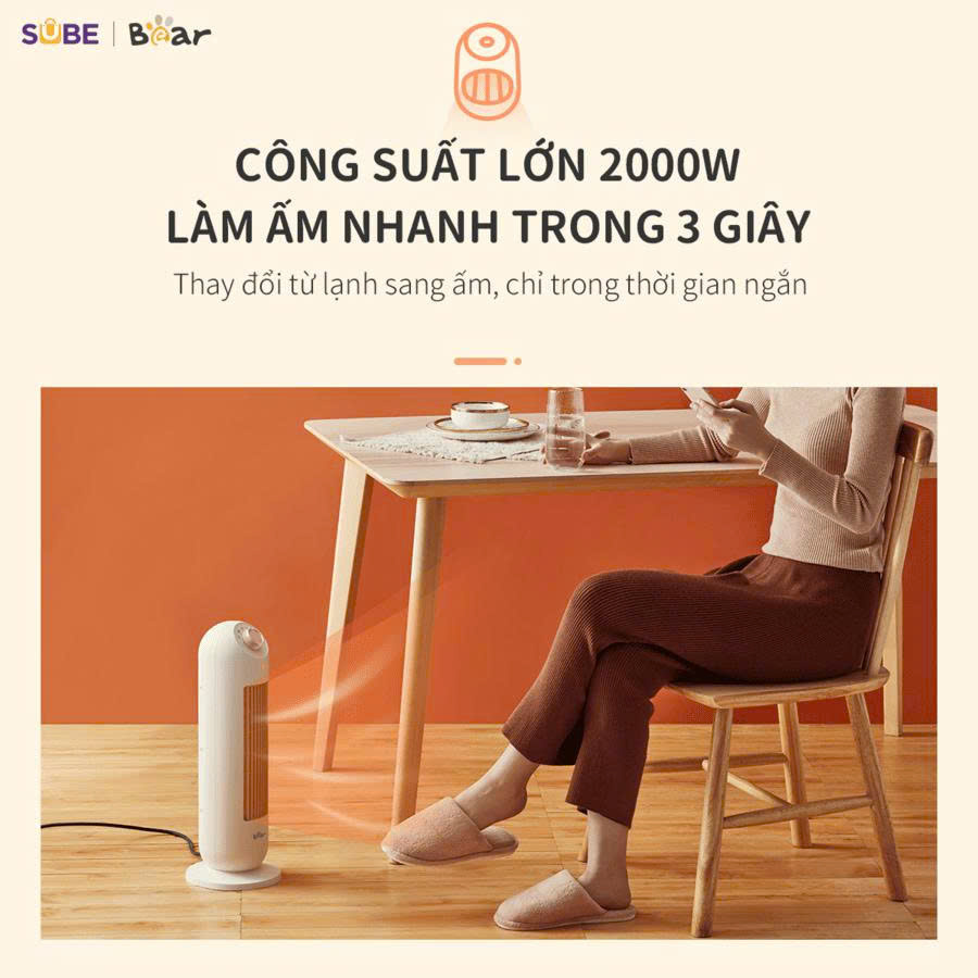 Máy sưởi Bear SH-4H20A - Màu Kem - Ảnh 3