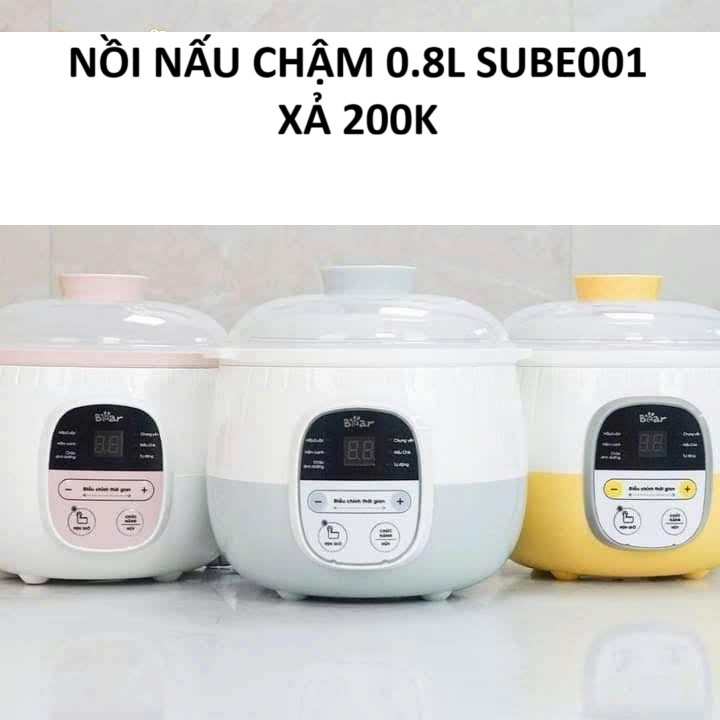 [HÀNG XẢ ĐÃ SỬ DỤNG] Nồi nấu chậm Bear 0.8L SUBE001 (gửi màu ngẫu nhiên)