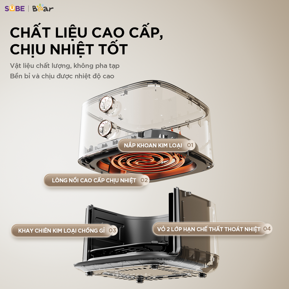 Nồi chiên không dầu Bear 5L AF-5H15I52 - Ảnh 10