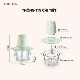 Máy Xay Thịt Bear 1.8L Hạt Cứng Gia Vị An Toàn Chịu Nhiệt Công Suất 300W SB-MX…