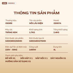 (GIÁ ĐỘC QUYỀN) Nồi lẩu Oidire 4L ODI07A
