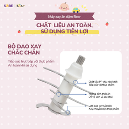Máy xay ăn dặm Bear GR-B03V8 ( 3 màu xanh - hồng - kem)