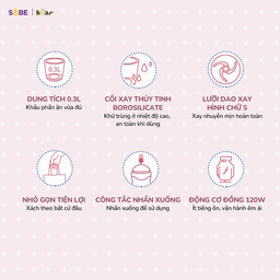Máy xay ăn dặm Bear GR-B03V8 ( 3 màu xanh - hồng - kem)