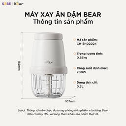 Máy xay ăn dặm 8 lưỡi 0.3L Bear CH-5H02D24