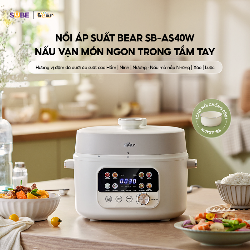 Nồi áp suất Bear SB-AS40W - White