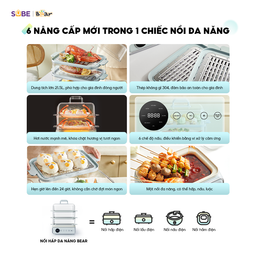 Nồi hấp Bear 4 tầng, 21.5L DZG-P20W7 - Có thể ăn lẩu, hấp