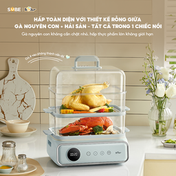 Nồi hấp Bear 4 tầng, 21.5L DZG-P20W7 - Có thể ăn lẩu, hấp
