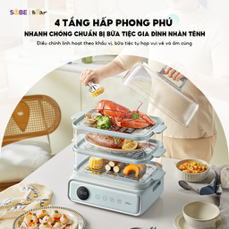 Nồi hấp Bear 4 tầng, 21.5L DZG-P20W7 - Có thể ăn lẩu, hấp