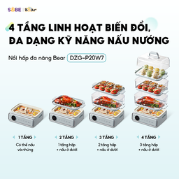Nồi hấp Bear 4 tầng, 21.5L DZG-P20W7 - Có thể ăn lẩu, hấp