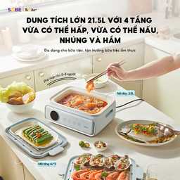 Nồi hấp Bear 4 tầng, 21.5L DZG-P20W7 - Có thể ăn lẩu, hấp