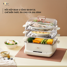 Nồi hấp Bear 3 tầng, 12L SB-NH12L