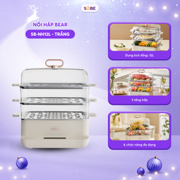 Nồi hấp Bear 3 tầng, 12L SB-NH12L