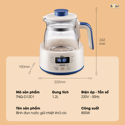 Máy đun nước pha sữa Bear 1.2l TNQ-D12D1 - Kem + Xanh