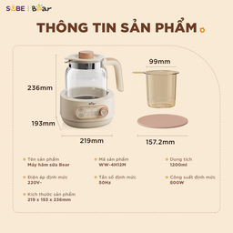 Máy đun nước hâm sữa Bear WW-4H12M - kem - Tiếng Việt