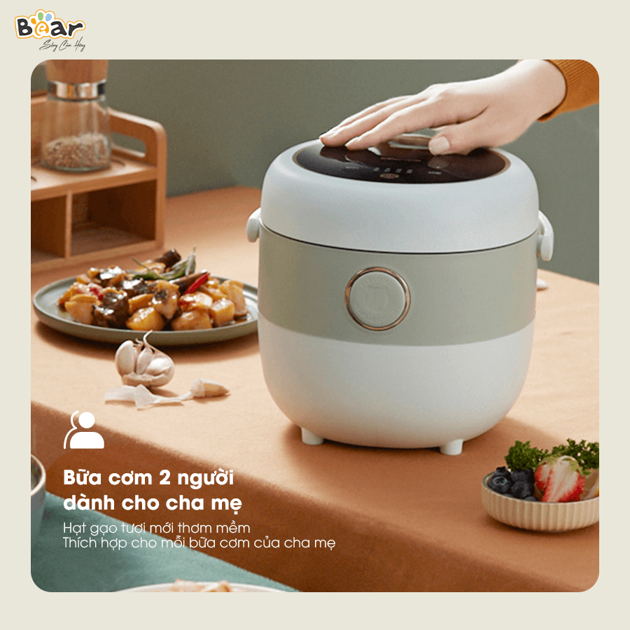 Nồi cơm điện Bear 1,6l SB-NC16L (dung tích 0,8l lòng nồi) cho 1-3 người ăn, nồ…