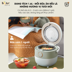 Nồi cơm điện Bear 1,6l SB-NC16L (dung tích 0,8l lòng nồi) cho 1-3 người ăn, nồ…