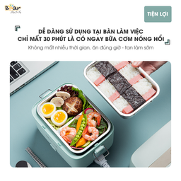 Hộp Cơm Cắm Điện Bear 2 Tầng 3 Ngăn Hâm Nóng Cực Nhanh Inox 304 An Toàn SB-HC12L