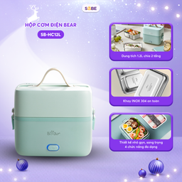 Hộp Cơm Cắm Điện Bear 2 Tầng 3 Ngăn Hâm Nóng Cực Nhanh Inox 304 An Toàn SB-HC12L