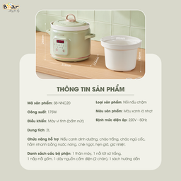 Nồi nấu chậm 2.0L Bear SB-NNC20