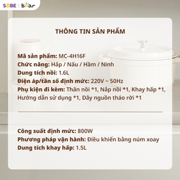Nồi điện đa năng Bear MC-4H16F