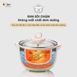 Nồi Nấu Chậm Bear 1,6L SUBE002 (2 màu Hồng - Kem)
