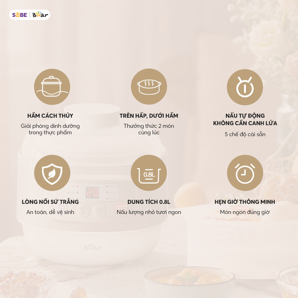 Nồi nấu chậm đa năng Bear DDZ-A08T8 - Ảnh 2