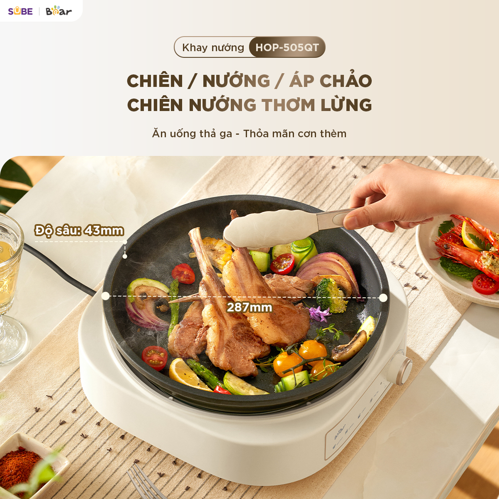 Nồi lẩu - nướng - hấp đa năng Bear 5L HOP-505QT - Ảnh 10
