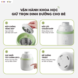 Máy Xay Nấu Thức Ăn Cho Bé Bear 0.35L Lưỡi Dao 3 Tầng 6 Lưỡi BFM-045KN