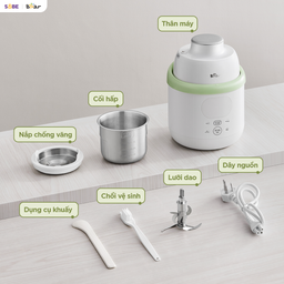 Máy Xay Nấu Thức Ăn Cho Bé Bear 0.35L Lưỡi Dao 3 Tầng 6 Lưỡi BFM-045KN