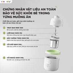 Máy Xay Nấu Thức Ăn Cho Bé Bear 0.35L Lưỡi Dao 3 Tầng 6 Lưỡi BFM-045KN