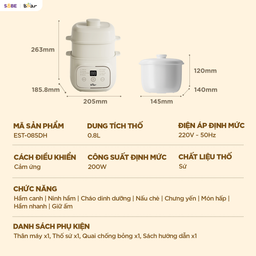 Nồi nấu chậm 0.8L Bear EST-085DH