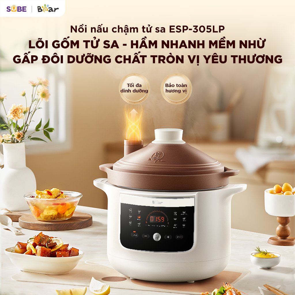 Nồi nấu chậm, nồi kho hầm thế hệ mới 3L Bear ESP-305LP