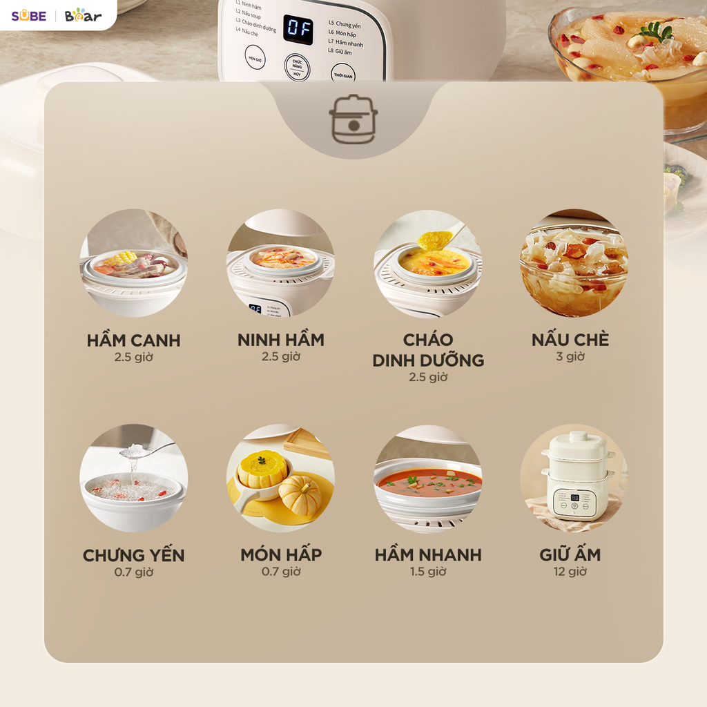 Nồi nấu chậm 0.8L Bear EST-085DH - Ảnh 10