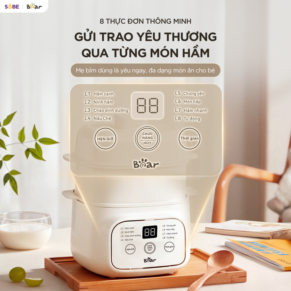 Nồi nấu chậm 0.8L Bear EST-085DH - Ảnh 9