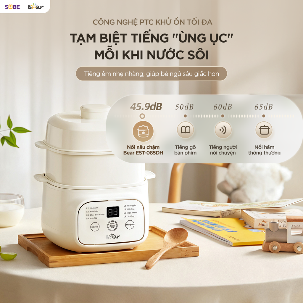Nồi nấu chậm 0.8L Bear EST-085DH - Ảnh 4