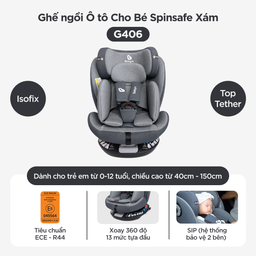 Ghế ô tô cho bé BABYRO SPINSAFE (G406) - dành cho bé từ 0 đến 12 tuổi, bảo hàn…
