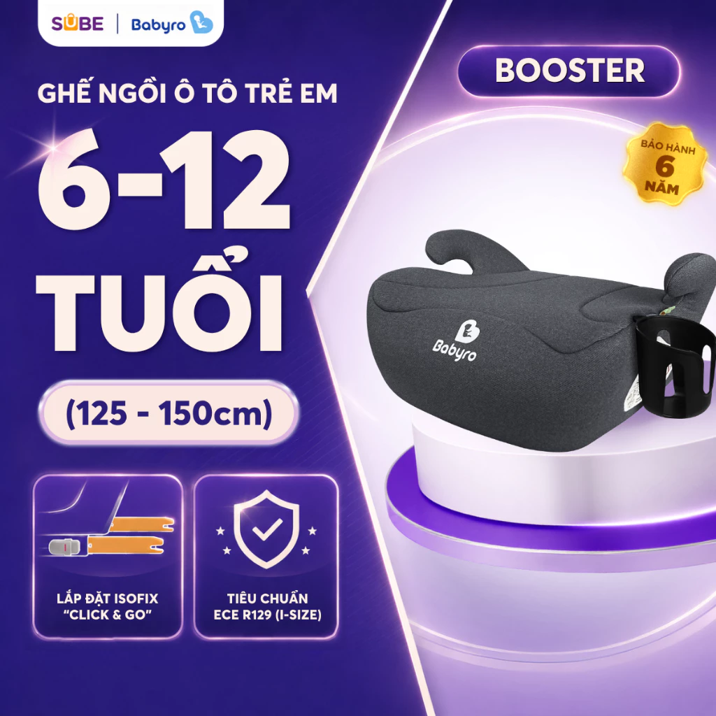 Ghế ô tô cho bé từ 6-12 Tuổi Chuẩn i-Size R129 BABYRO BOOSTER (G102A) - KHÔNG…