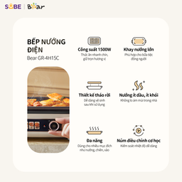 Bếp Nướng Điện Không Khói Bear GR-4H15C Đa Năng Chiên Xào Khay Nướng Hệ Thống…