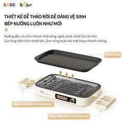 Bếp Nướng Điện Không Khói Bear GR-4H15C Đa Năng Chiên Xào Khay Nướng Hệ Thống…