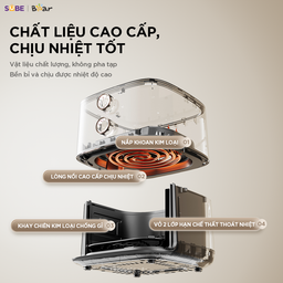 Nồi Chiên Không Dầu BEAR 5L AF-5H15I52 Công Suất Lớn Chiên Nướng Ngon