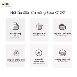 Nồi Lẩu Mini Bear Đa Năng Ca Nấu Mì, Hấp, Luộc, Xào 2 Tầng Phù Hợp Một Người,…