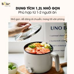 Nồi Lẩu Mini Bear Đa Năng Ca Nấu Mì, Hấp, Luộc, Xào 2 Tầng Phù Hợp Một Người,…