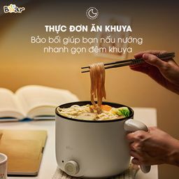Nồi Lẩu Mini Bear Đa Năng Ca Nấu Mì, Hấp, Luộc, Xào 2 Tầng Phù Hợp Một Người,…