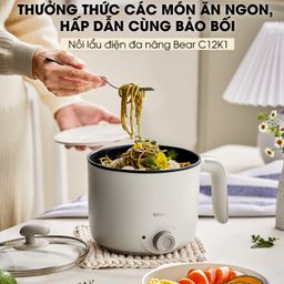 Nồi Lẩu Mini Bear Đa Năng Ca Nấu Mì, Hấp, Luộc, Xào 2 Tầng Phù Hợp Một Người,…