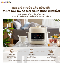 Nồi nấu chậm THẾ HỆ MỚI Bear dung tích 2.5L SC-5H25M34, 5 thố sứ (1 thố 2.5l,…